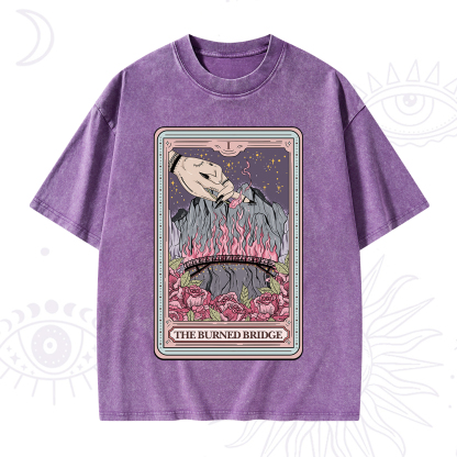 Purplehecate The Burned Bridge Tarot Washed T-Shirt
