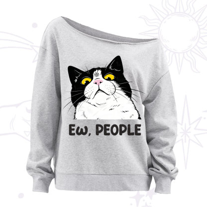 Purplehecate Ew People Cat Off The Shoulder Sweatshirt