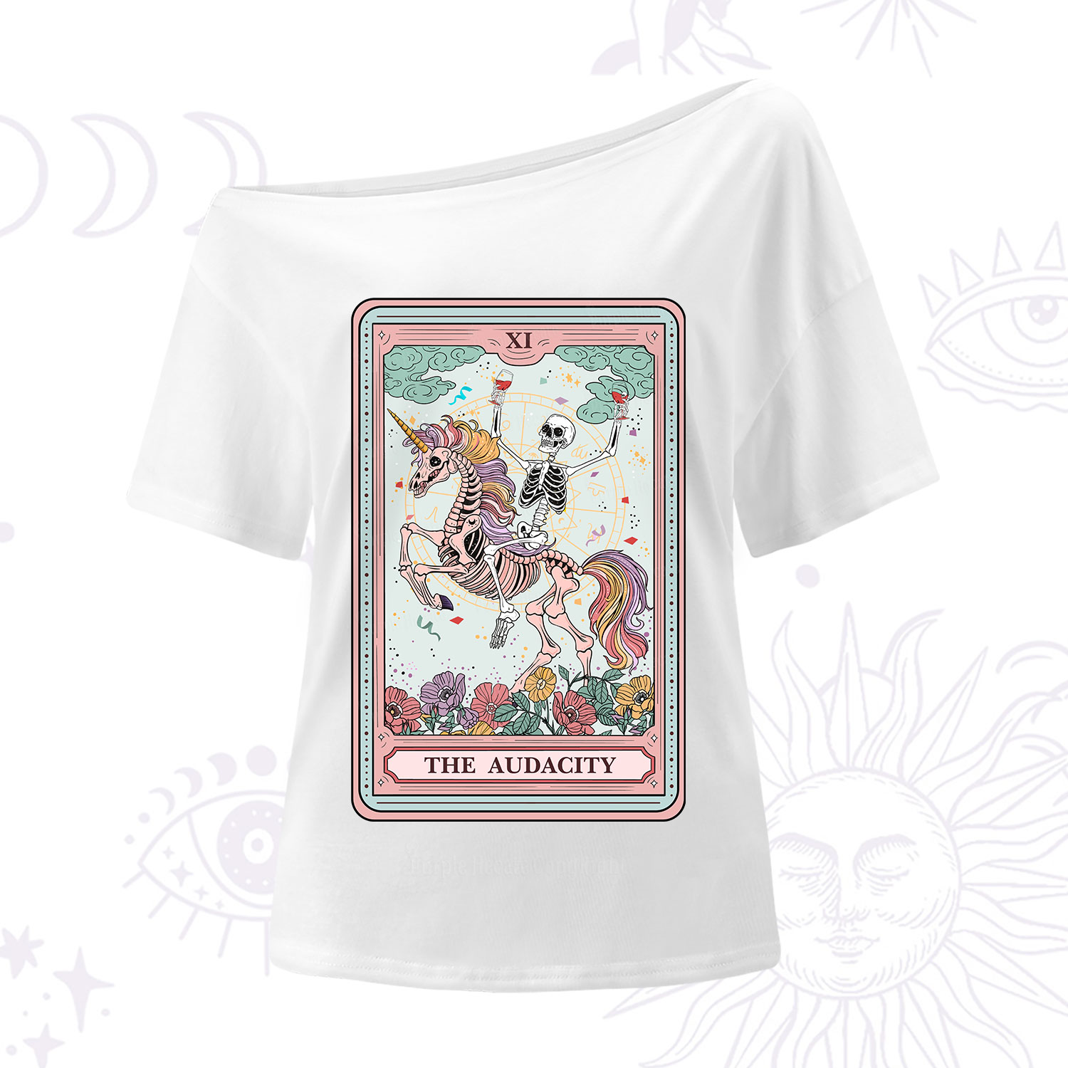 Purplehecate The Funny Skeleton Audacity Tarot One Shoulder T-Shirt