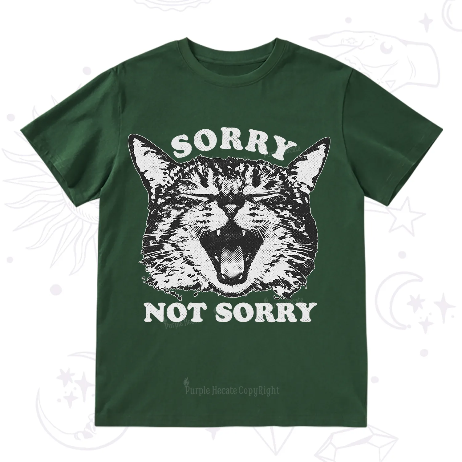Purplehecate Sorry Not Sorry Funny Cat T-Shirt
