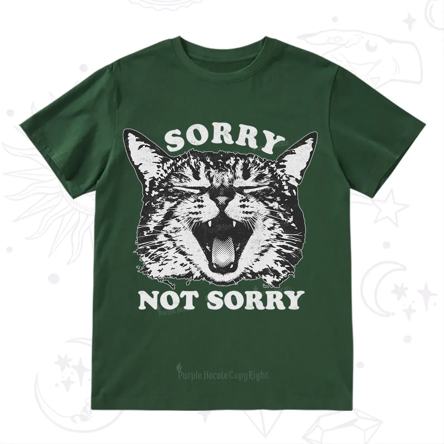 Purplehecate Sorry Not Sorry Funny Cat T-Shirt