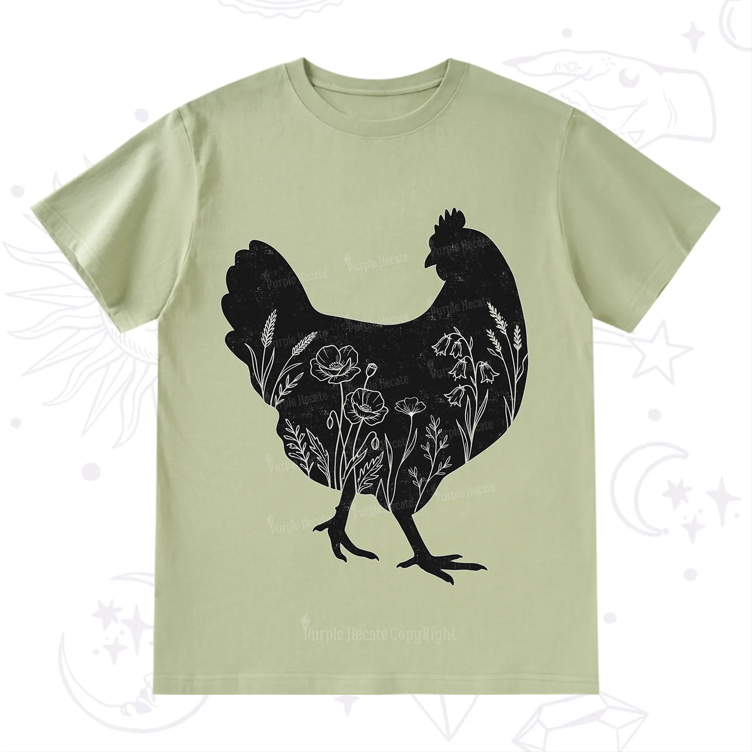 Purplehecate Floral Chicken T-Shirt