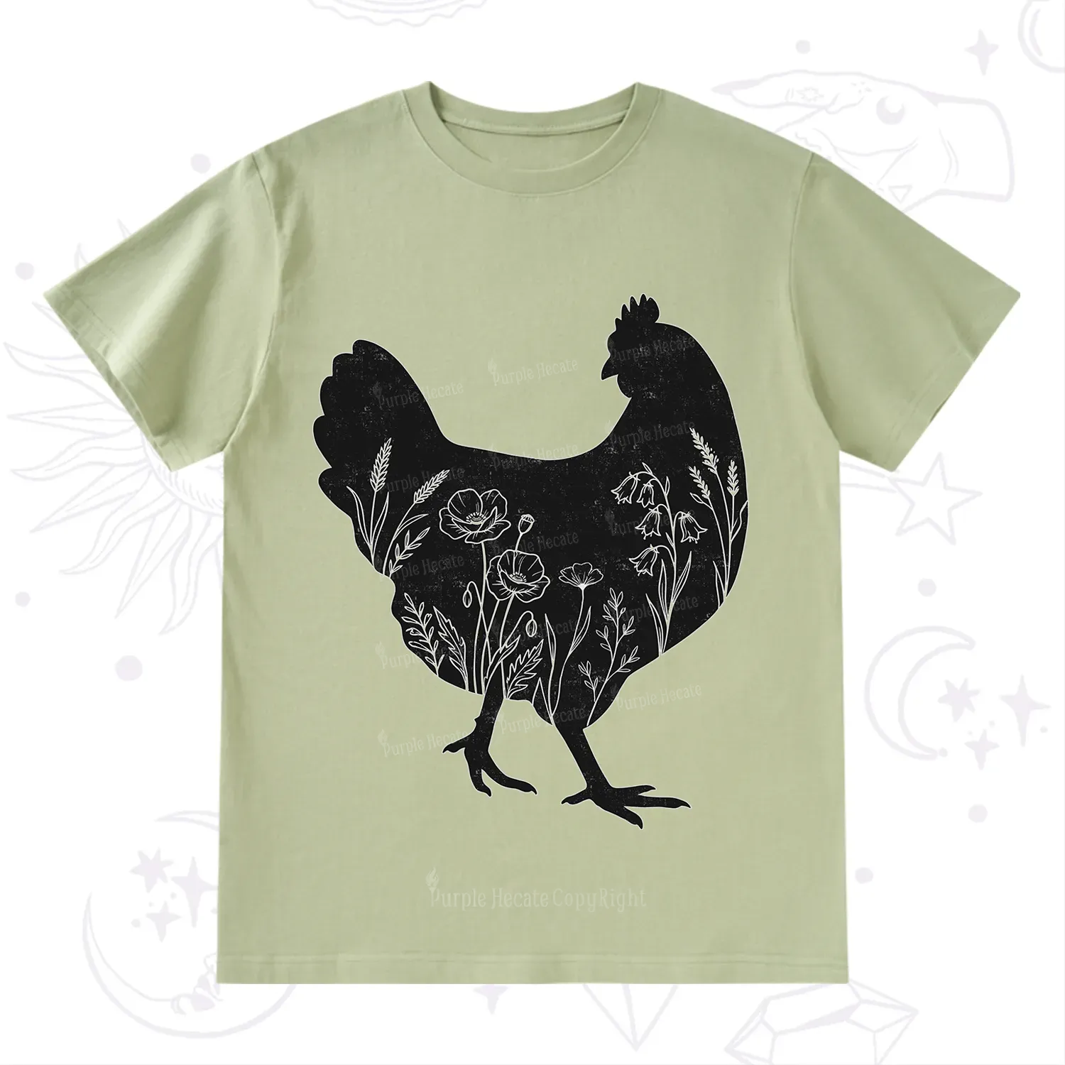 Purplehecate Floral Chicken T-Shirt