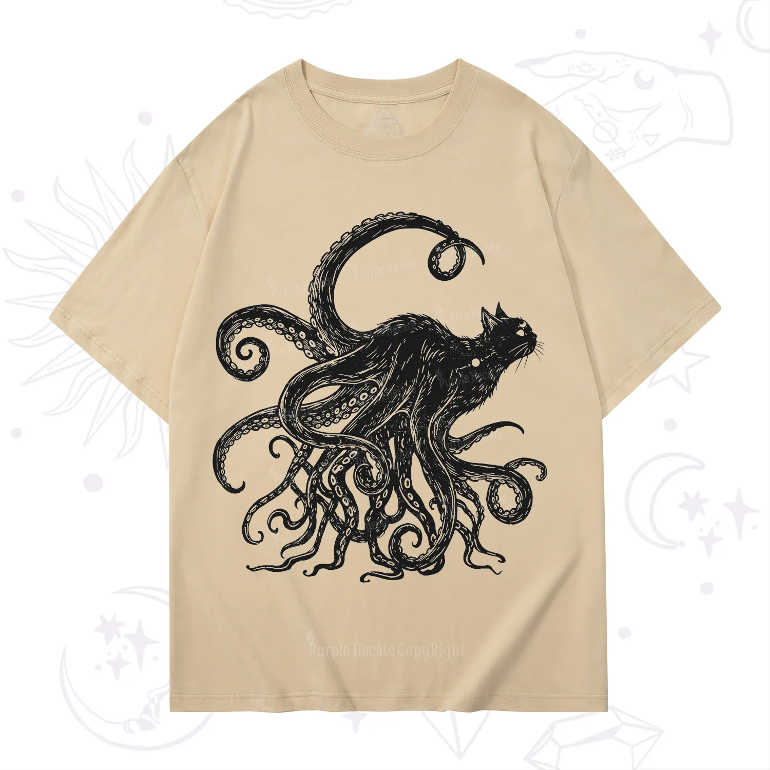 Purplehecate Black Cat with Octopus Tentacles T-Shirt