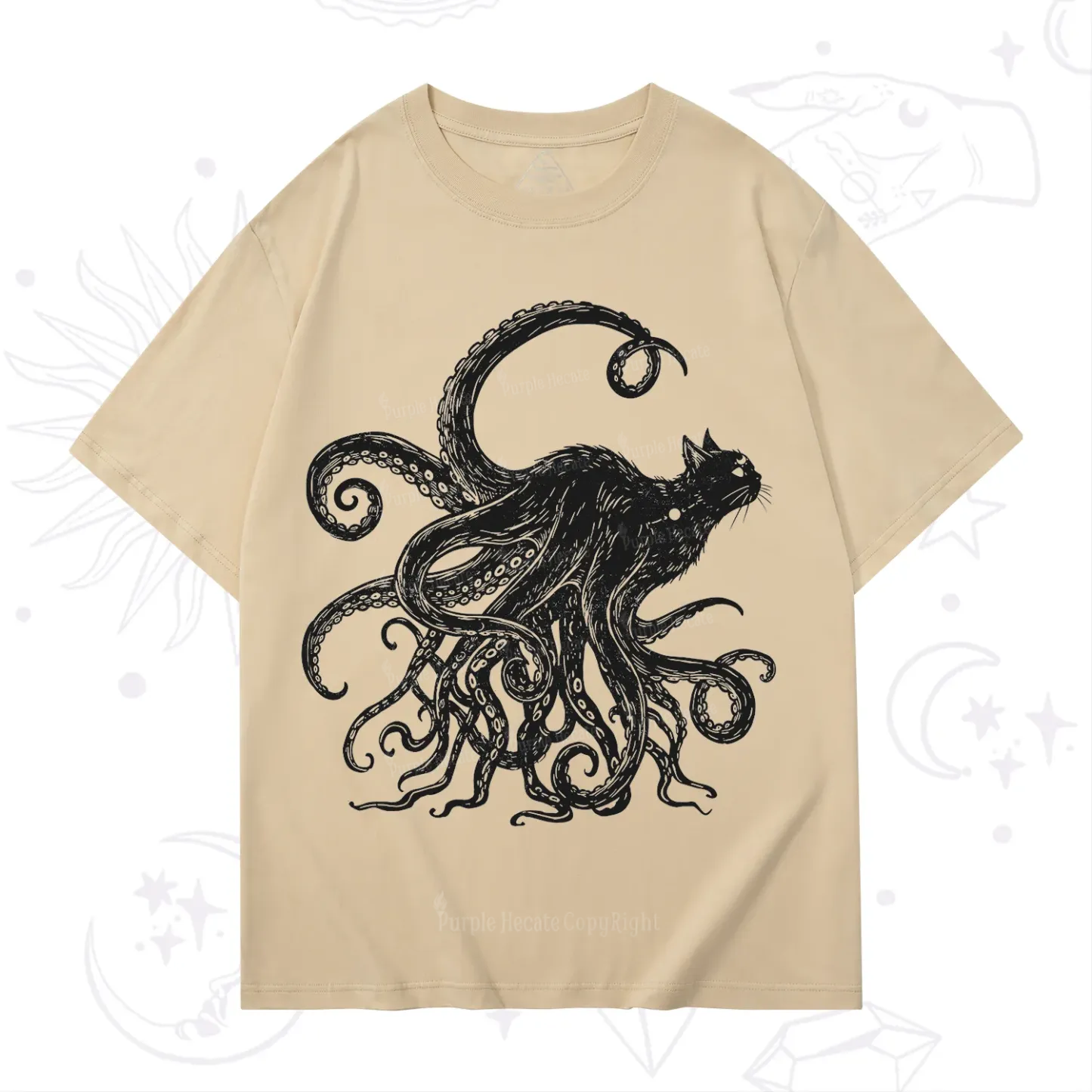 Purplehecate Black Cat with Octopus Tentacles T-Shirt