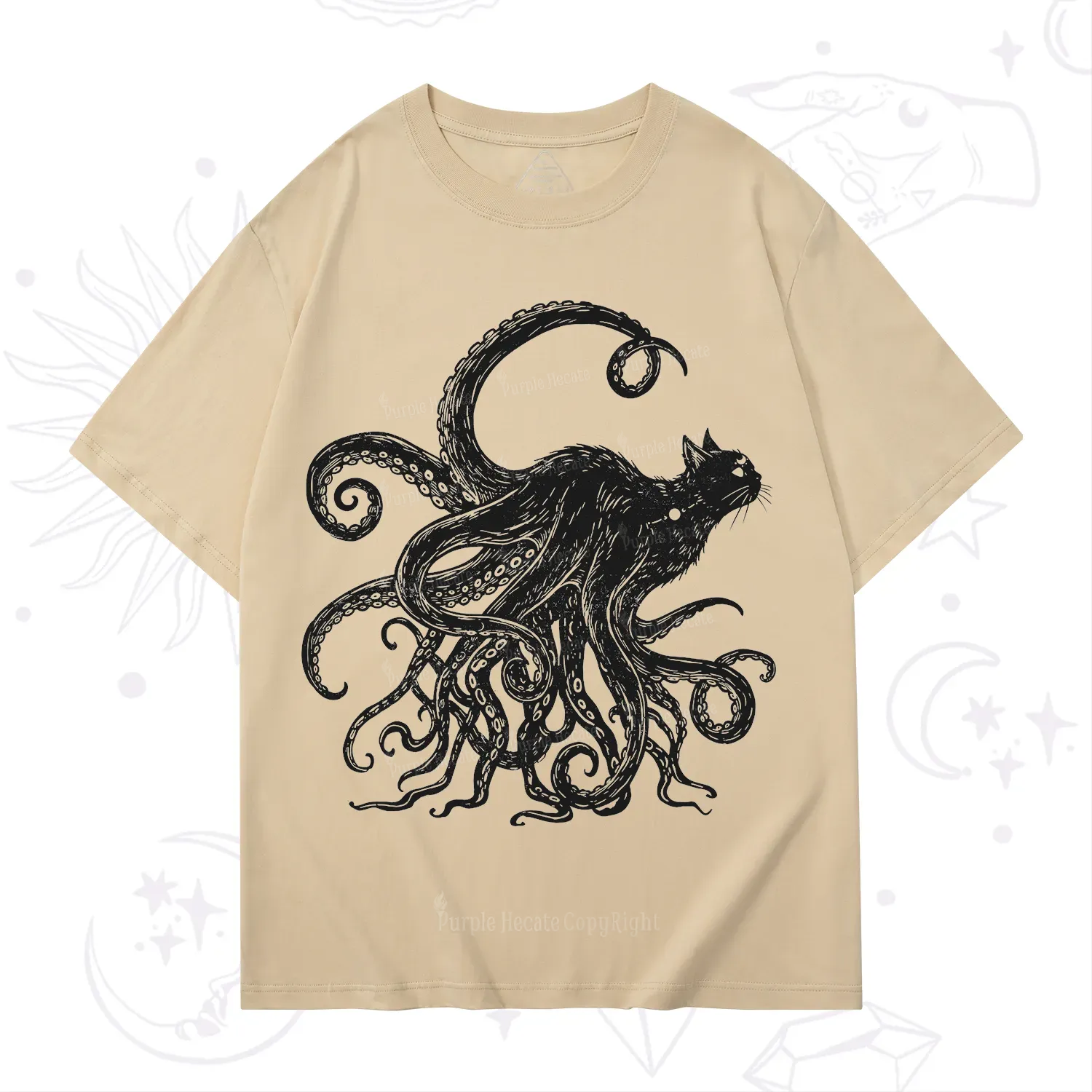 Purplehecate Black Cat with Octopus Tentacles T-Shirt