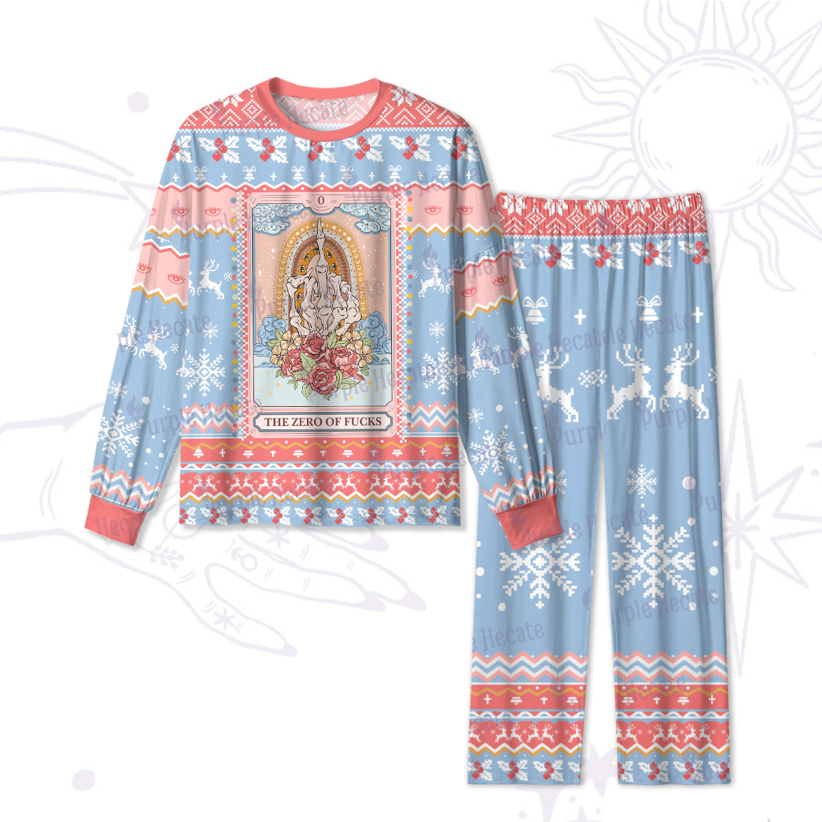 Purplehecate The Zero Of Fucks Tarot Christmas Pajamas