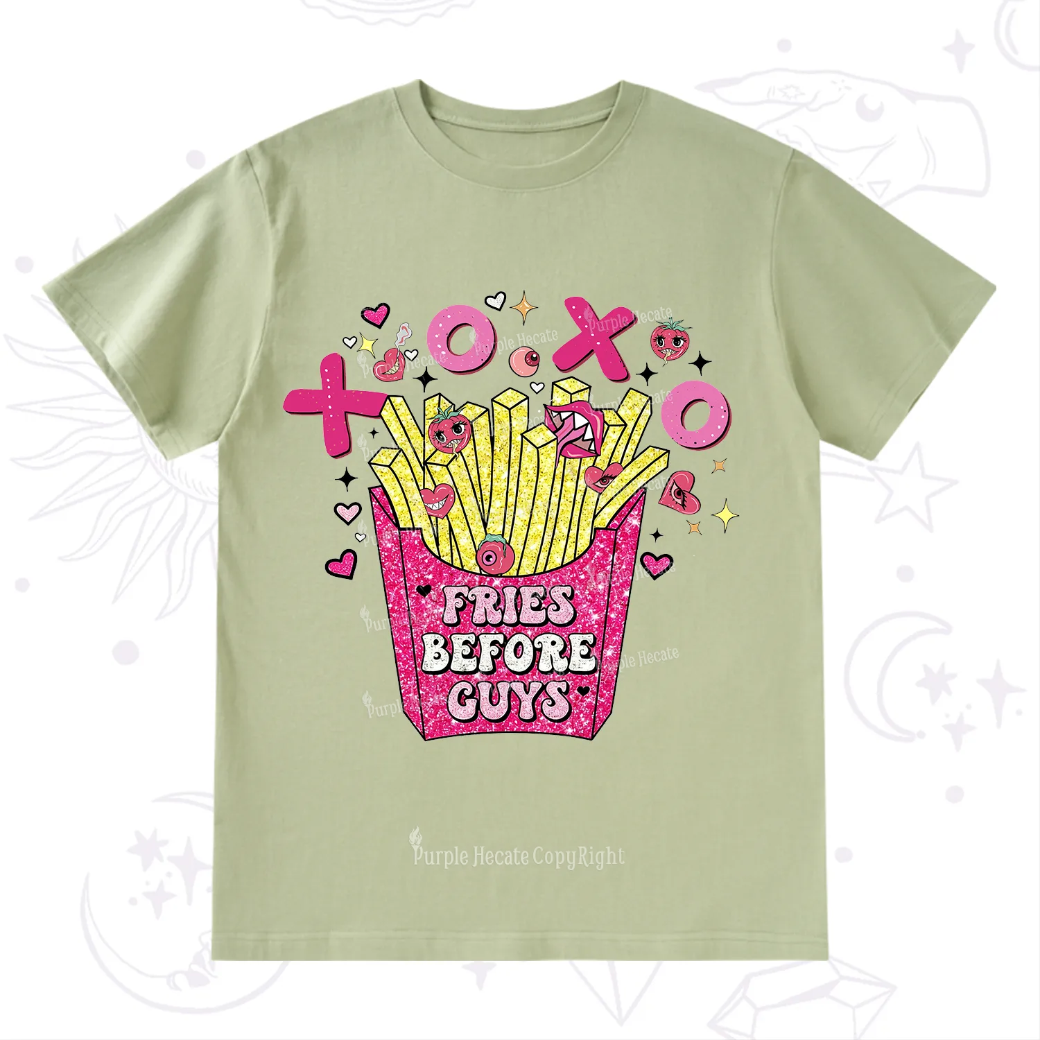 Purplehecate Fries Before Guys Valentine T-Shirt