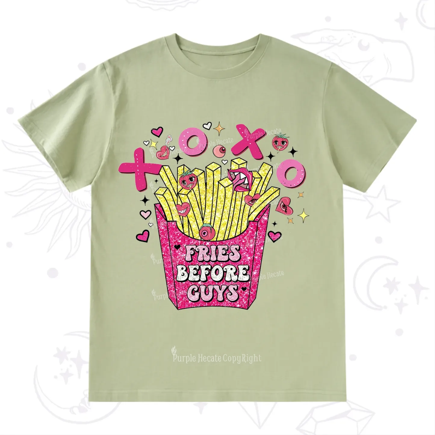 Purplehecate Fries Before Guys Valentine T-Shirt