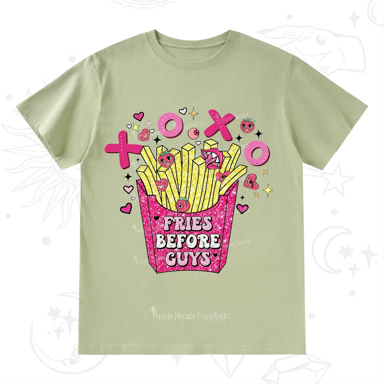 Purplehecate Fries Before Guys Valentine T-Shirt
