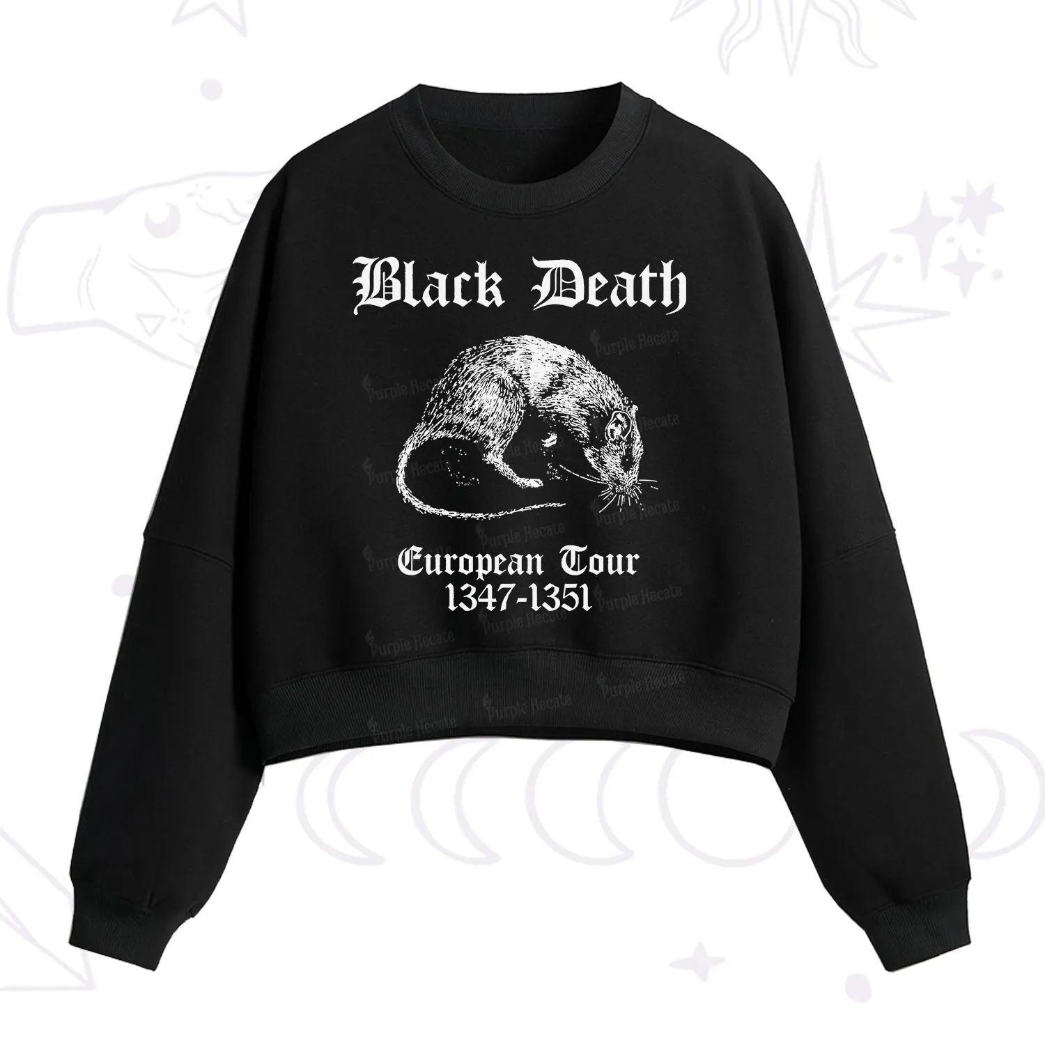 Purplehecate Black Death European Tour Fleece Cropped Sweatshirt