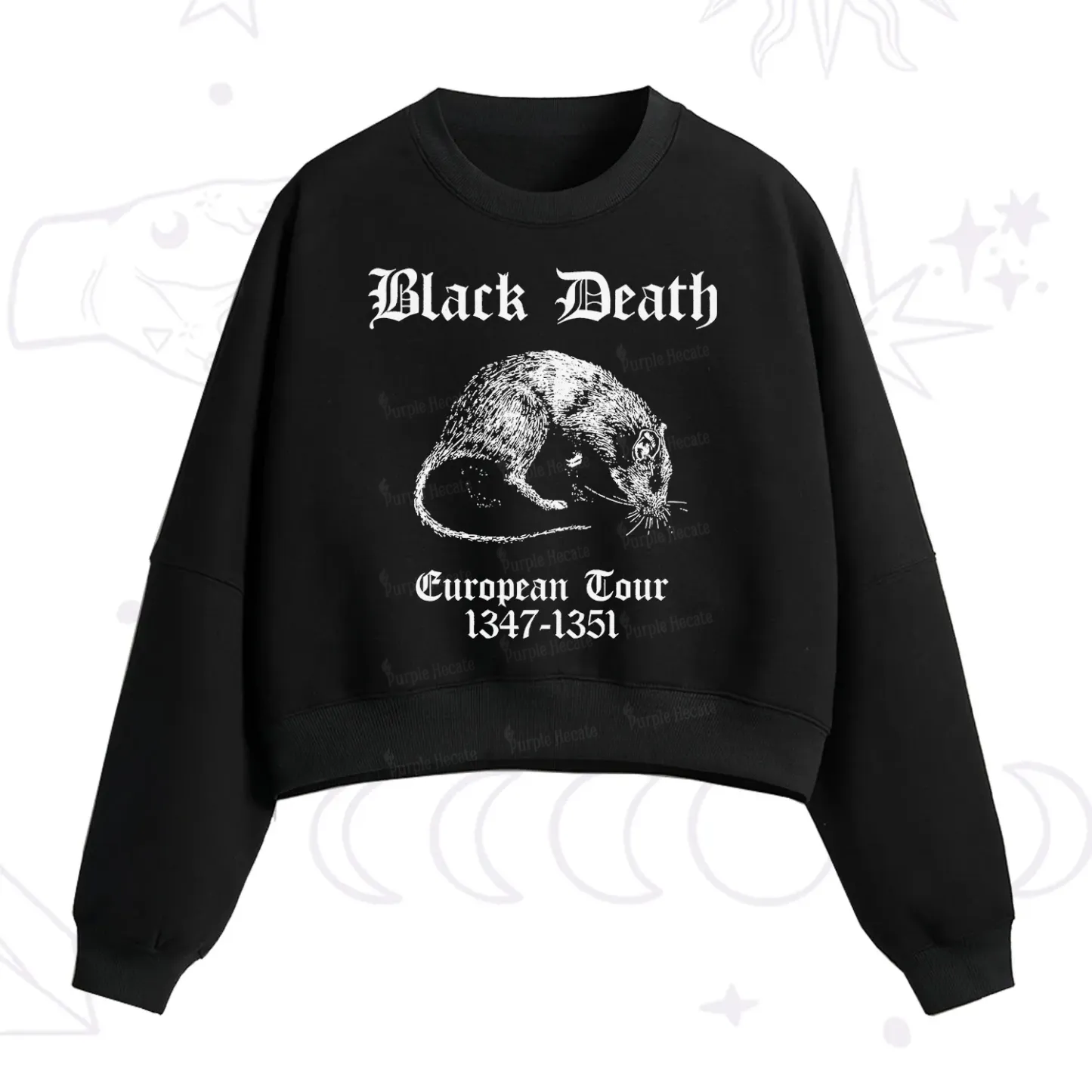 Purplehecate Black Death European Tour Fleece Cropped Sweatshirt