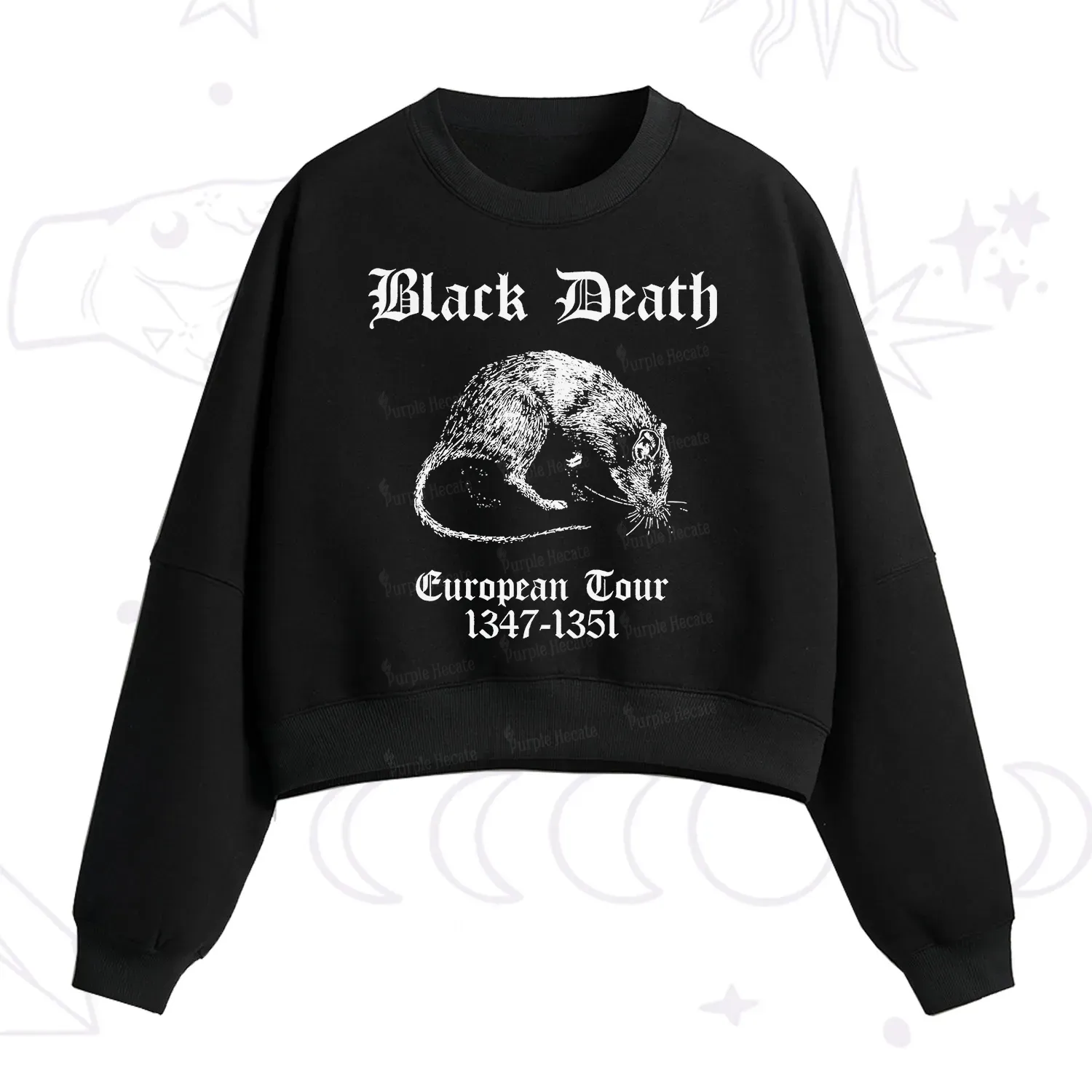 Purplehecate Black Death European Tour Fleece Cropped Sweatshirt