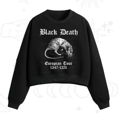 Purplehecate Black Death European Tour Fleece Cropped Sweatshirt