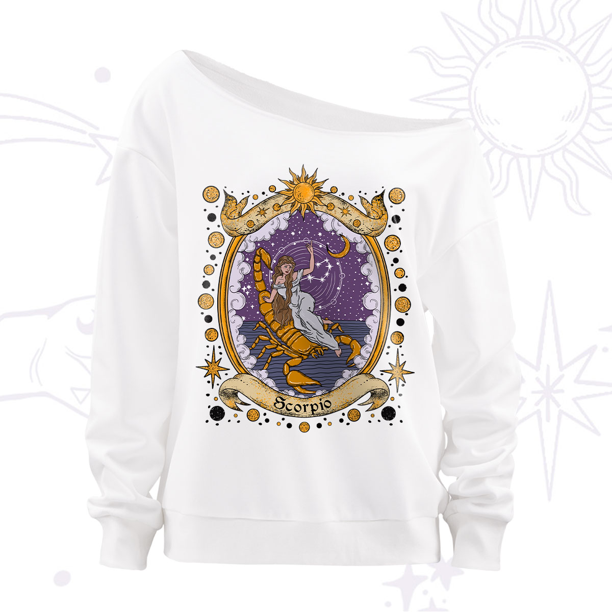 Purplehecate Celestial Scorpio Zodiac Off The Shoulder Sweatshirt