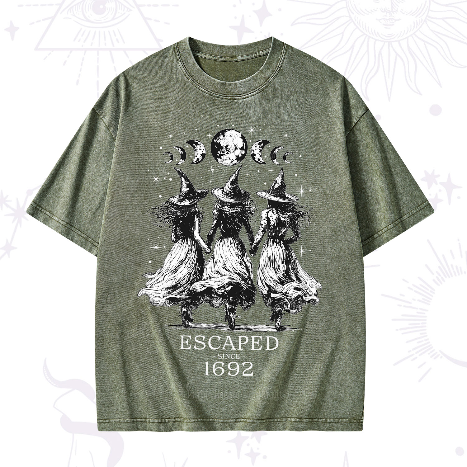 Purplehecate Escaped Since 1692 Washed T-Shirt