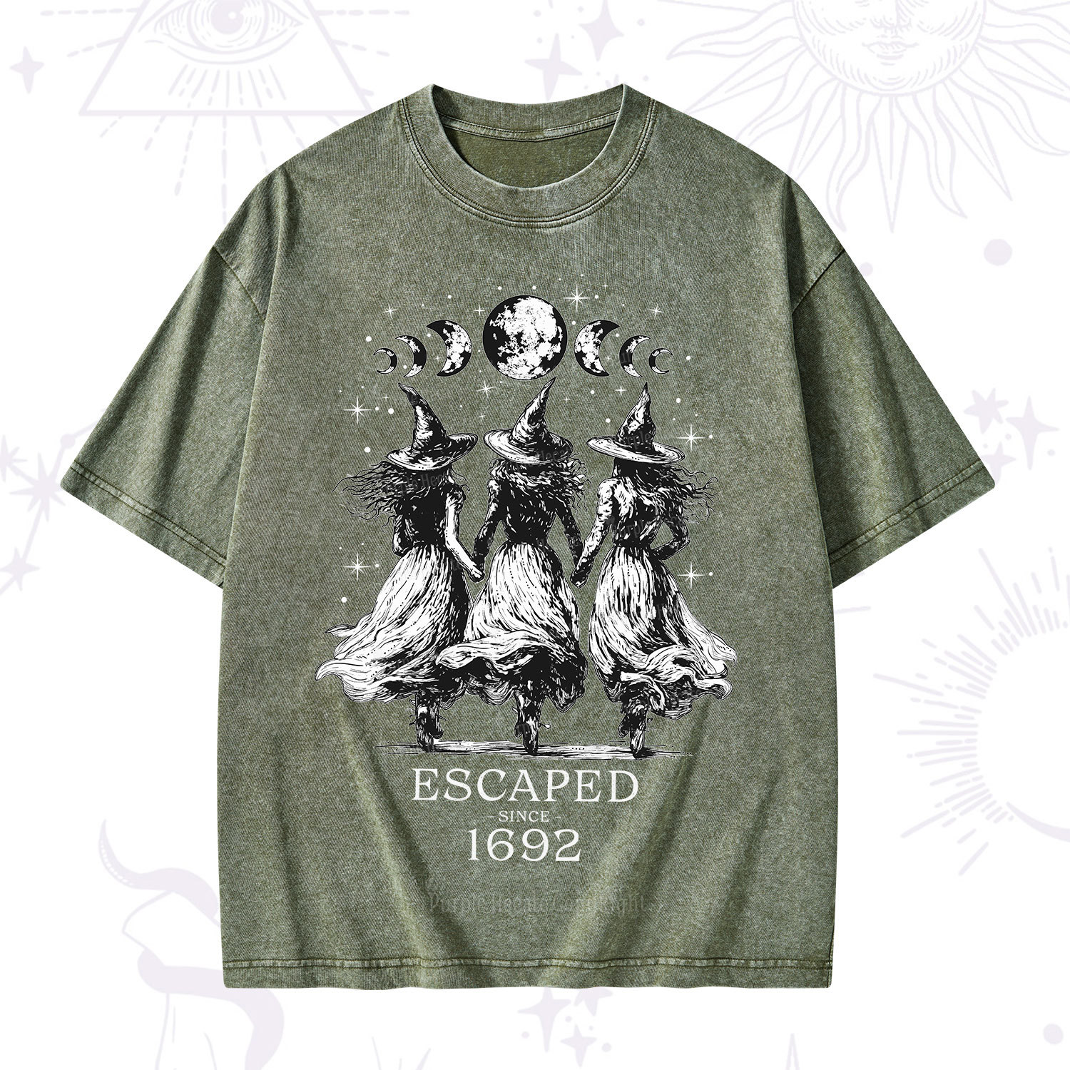 Purplehecate Escaped Since 1692 Washed T-Shirt