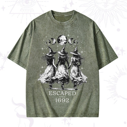 Purplehecate Escaped Since 1692 Washed T-Shirt