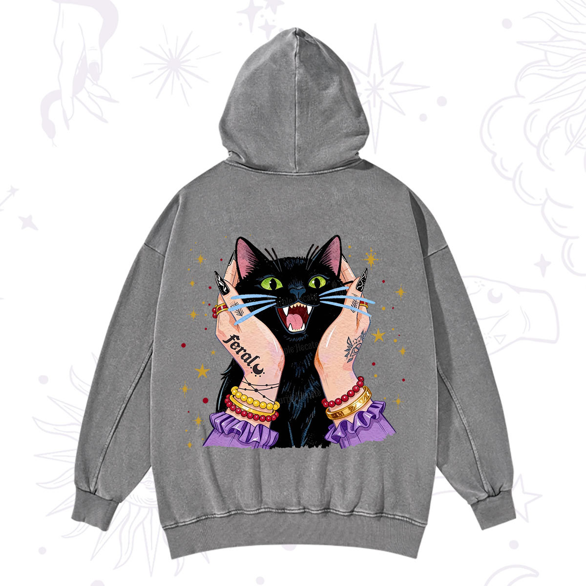 Purplehecate Feral Cat Magic Washed Hoodie
