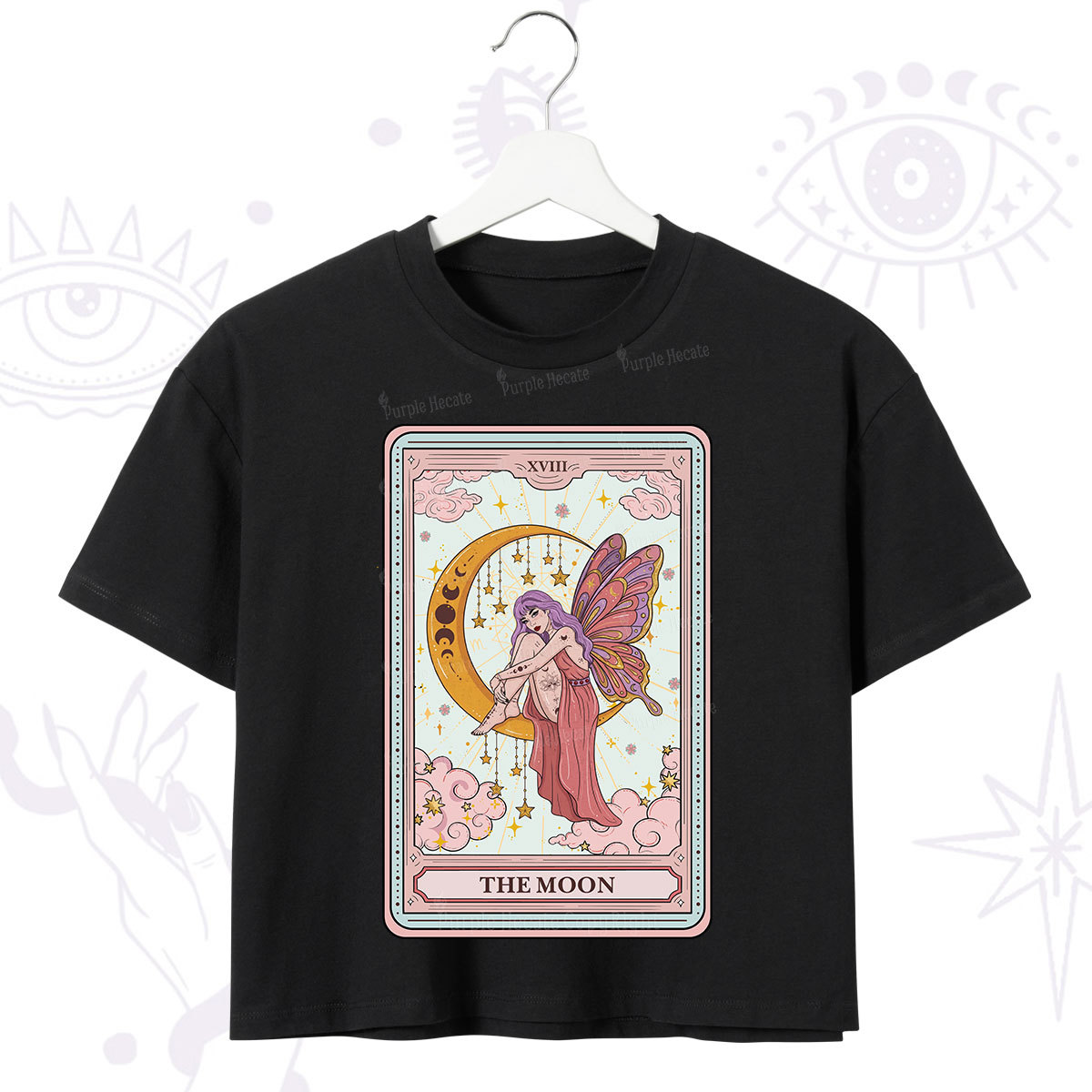 Purplehecate The Moon Tarot Crop T-Shirt
