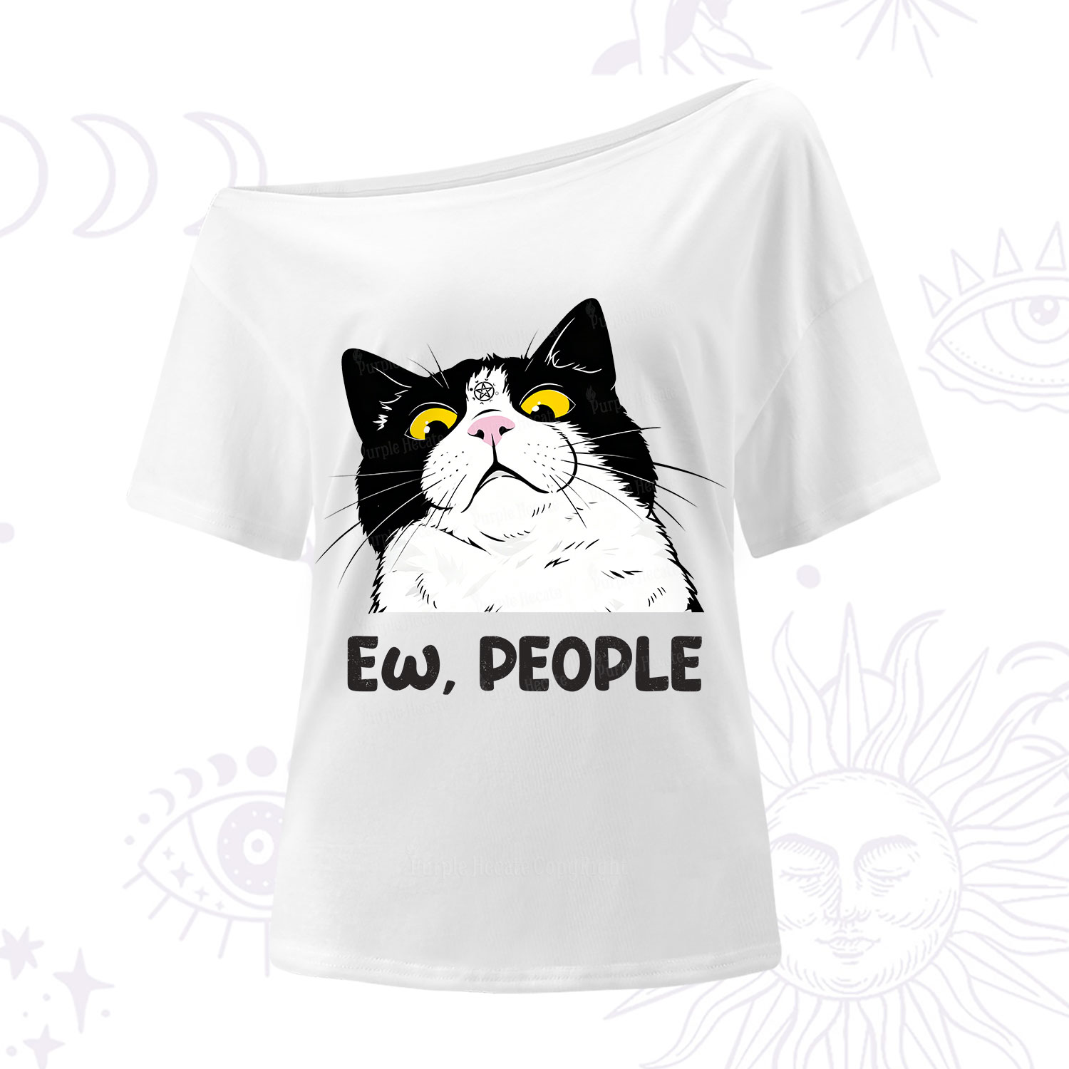 Purplehecate Ew People Cat One Shoulder T-Shirt