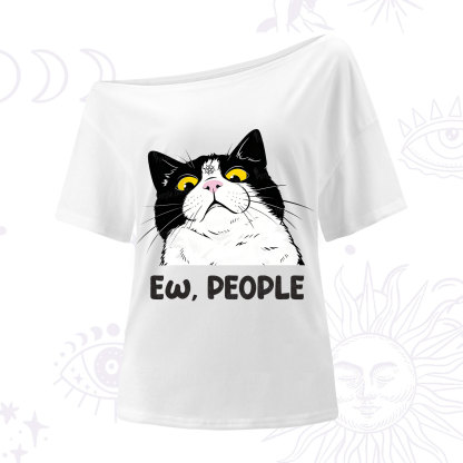 Purplehecate Ew People Cat One Shoulder T-Shirt