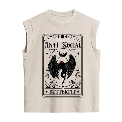 Purplehecate The Antisocial Butterfly Oracle Card Vintage Washed Tank