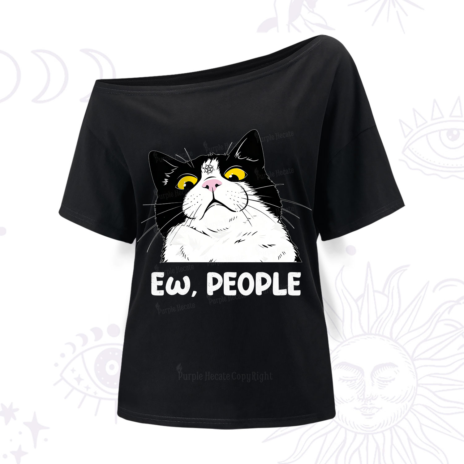 Purplehecate Ew People Cat One Shoulder T-Shirt