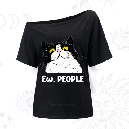 Purplehecate Ew People Cat One Shoulder T-Shirt