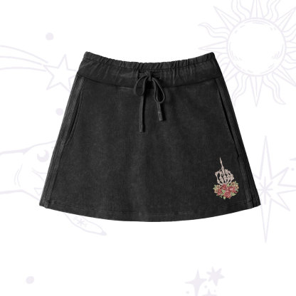 Purplehecate The Zero Of Fucks Washed Drawstring Mini Skirt