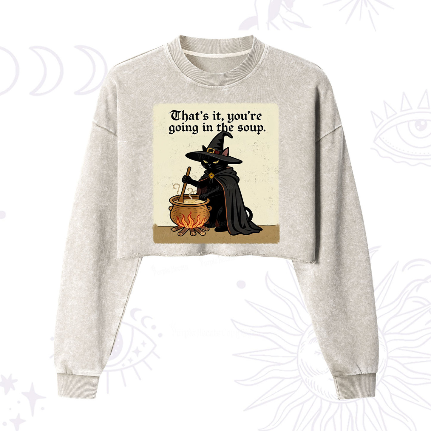 Purplehecate That's It You're Going in the Soup  Cropped Washed Sweatshirt