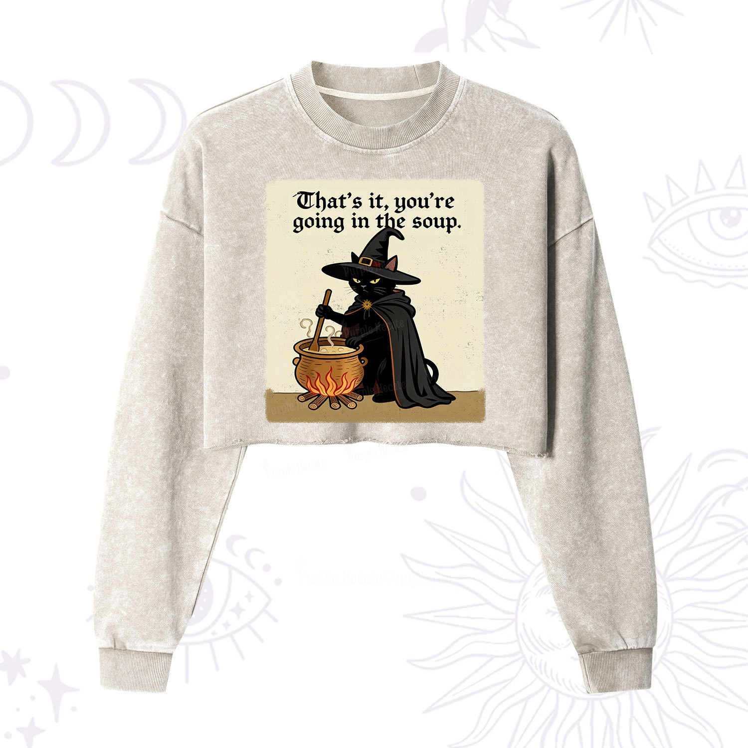 Purplehecate That's It You're Going in the Soup  Cropped Washed Sweatshirt