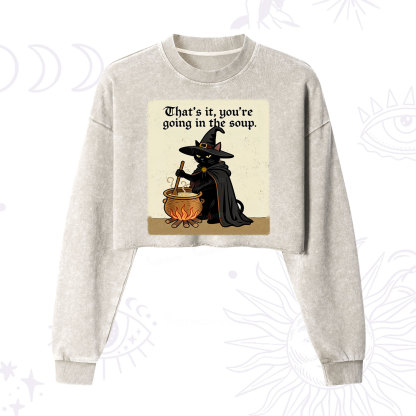 Purplehecate That's It You're Going in the Soup  Cropped Washed Sweatshirt