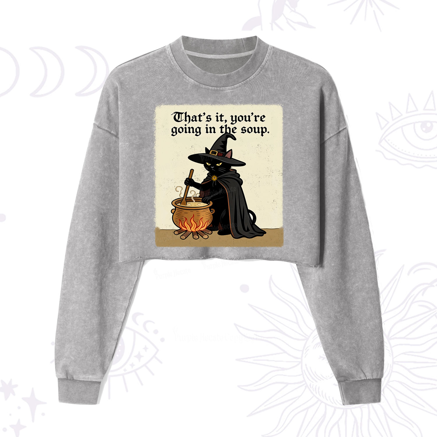 Purplehecate That's It You're Going in the Soup  Cropped Washed Sweatshirt