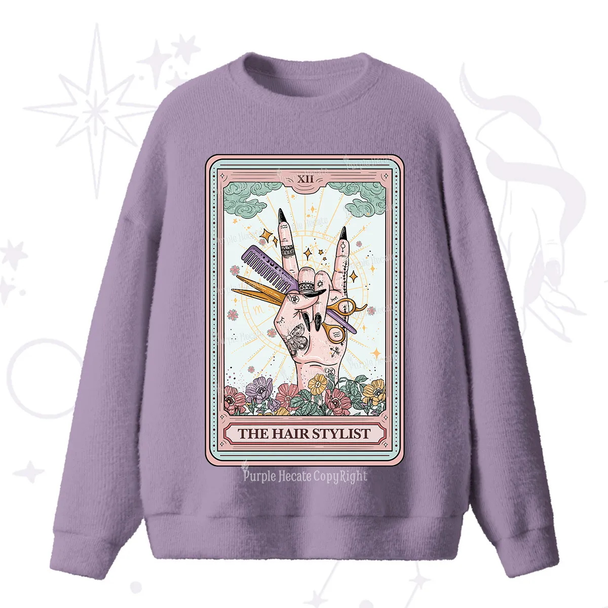 Purplehecate The Hair Stylist Tarot Fuzzy Ugly Sweater
