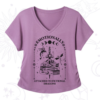 Purplehecate Emotionally Attached to Fictional Dragons V-Neck T-Shirt