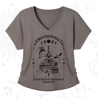 Purplehecate Emotionally Attached to Fictional Dragons V-Neck T-Shirt