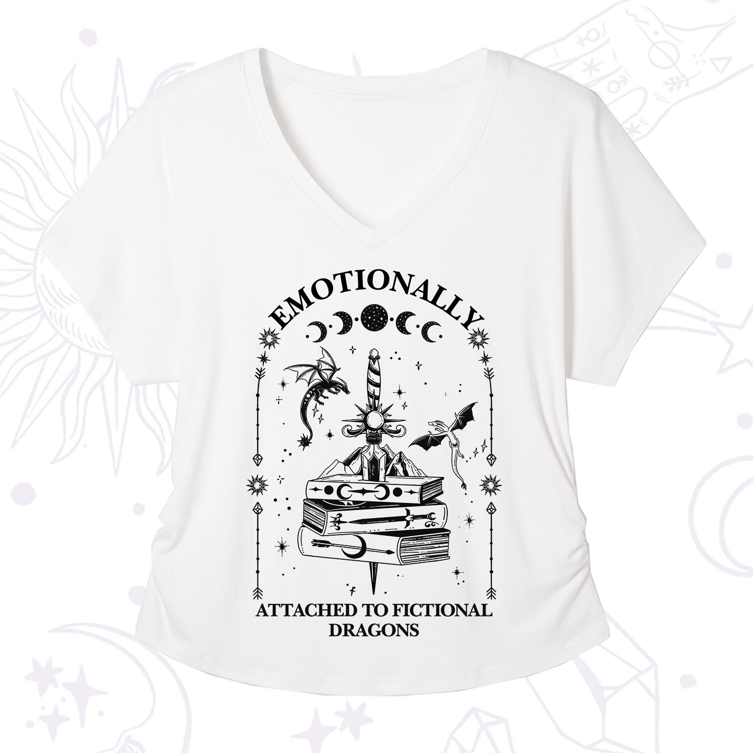 Purplehecate Emotionally Attached to Fictional Dragons V-Neck T-Shirt