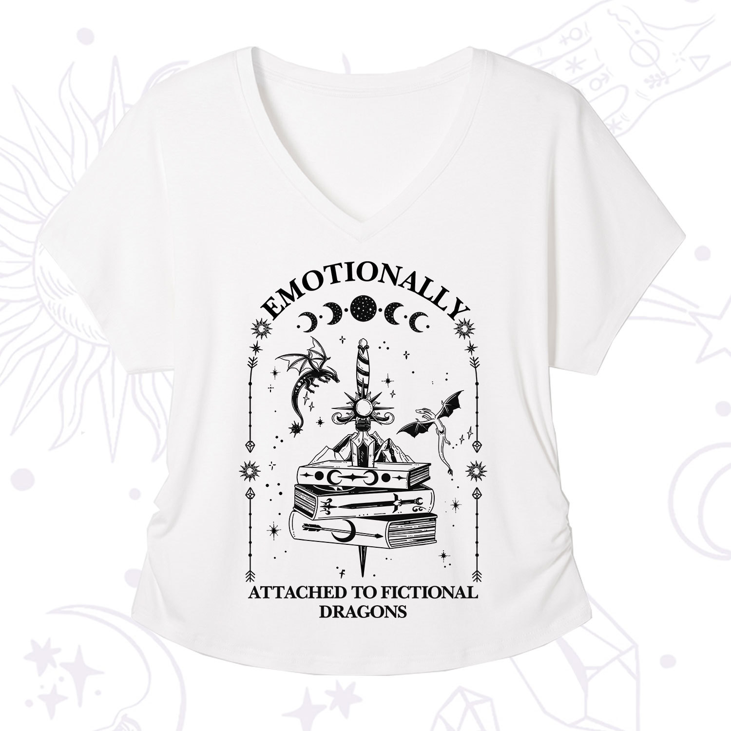 Purplehecate Emotionally Attached to Fictional Dragons V-Neck T-Shirt