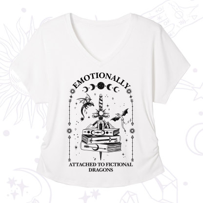 Purplehecate Emotionally Attached to Fictional Dragons V-Neck T-Shirt