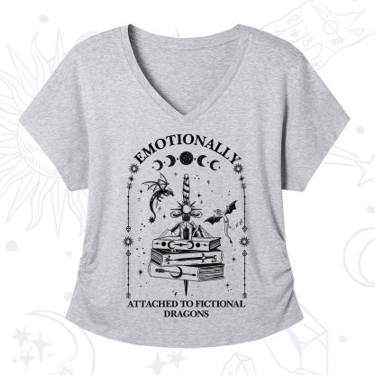 Purplehecate Emotionally Attached to Fictional Dragons V-Neck T-Shirt