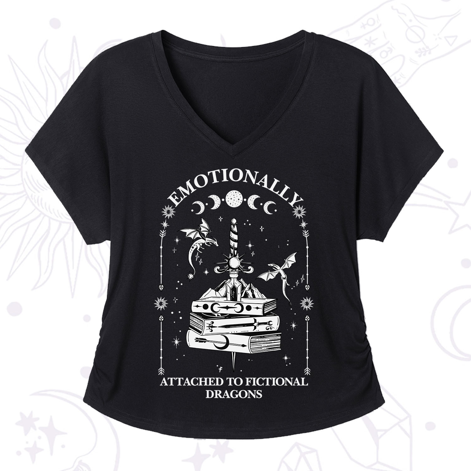 Purplehecate Emotionally Attached to Fictional Dragons V-Neck T-Shirt