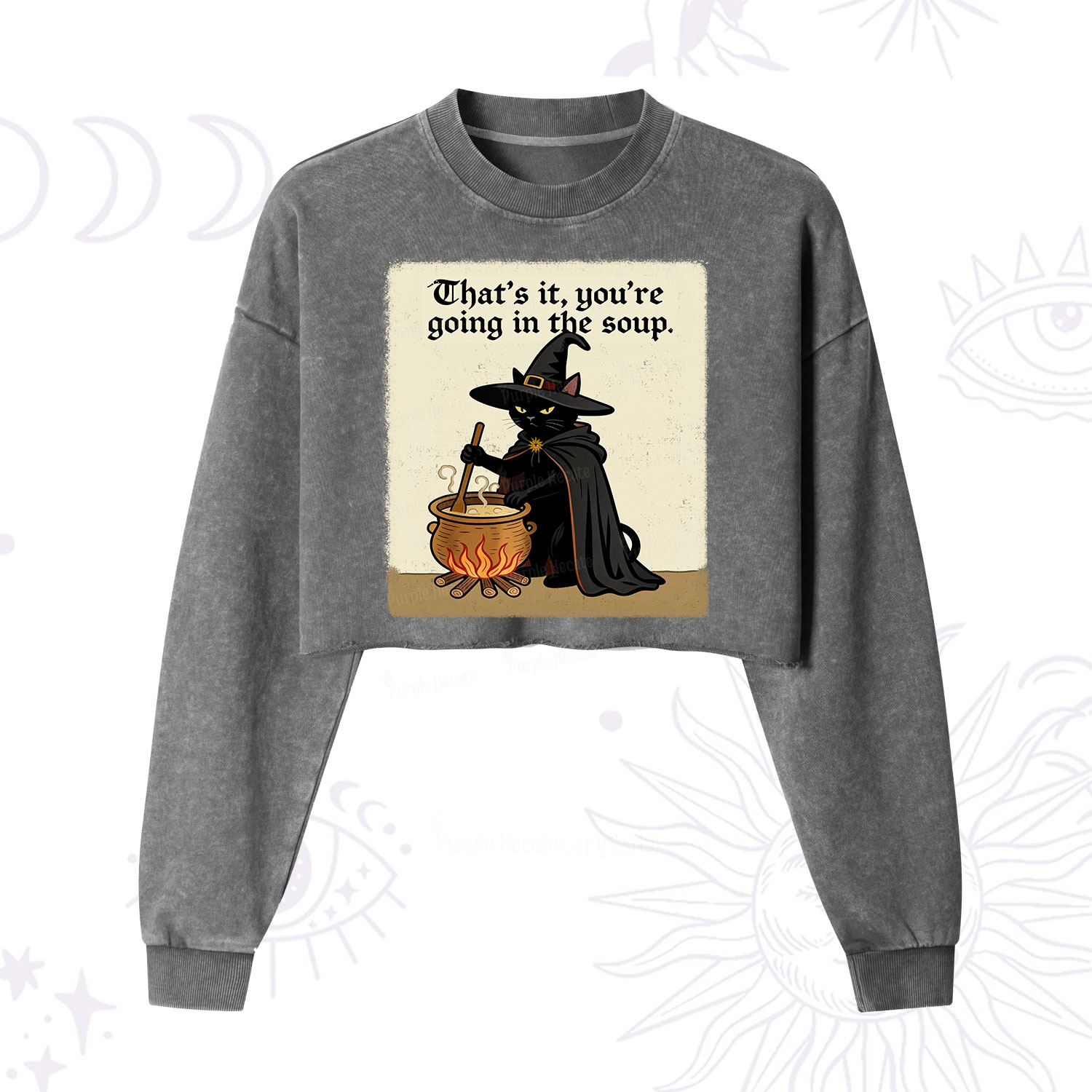 Purplehecate That's It You're Going in the Soup  Cropped Washed Sweatshirt