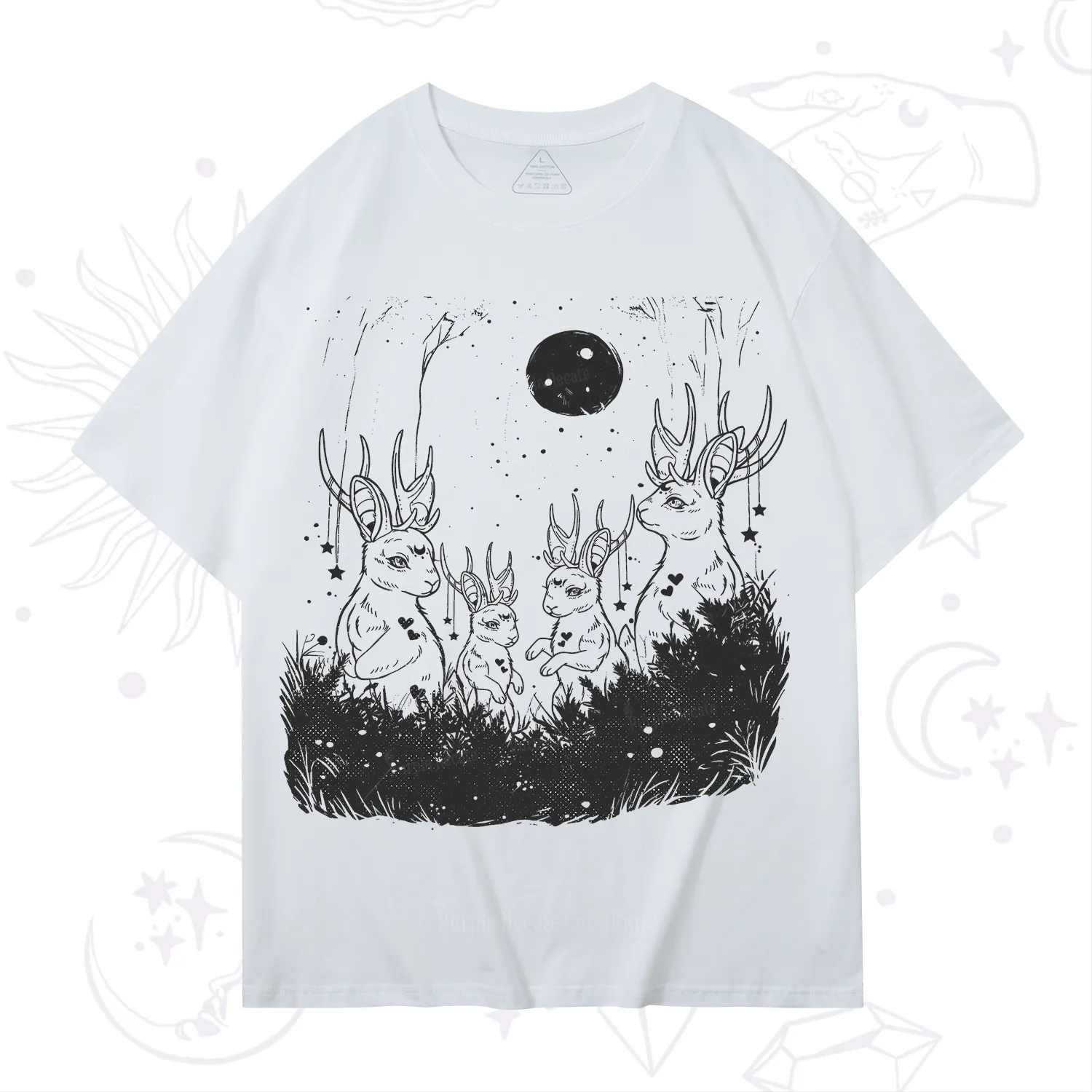 Purplehecate Moonlit Antler Bunny T-Shirt