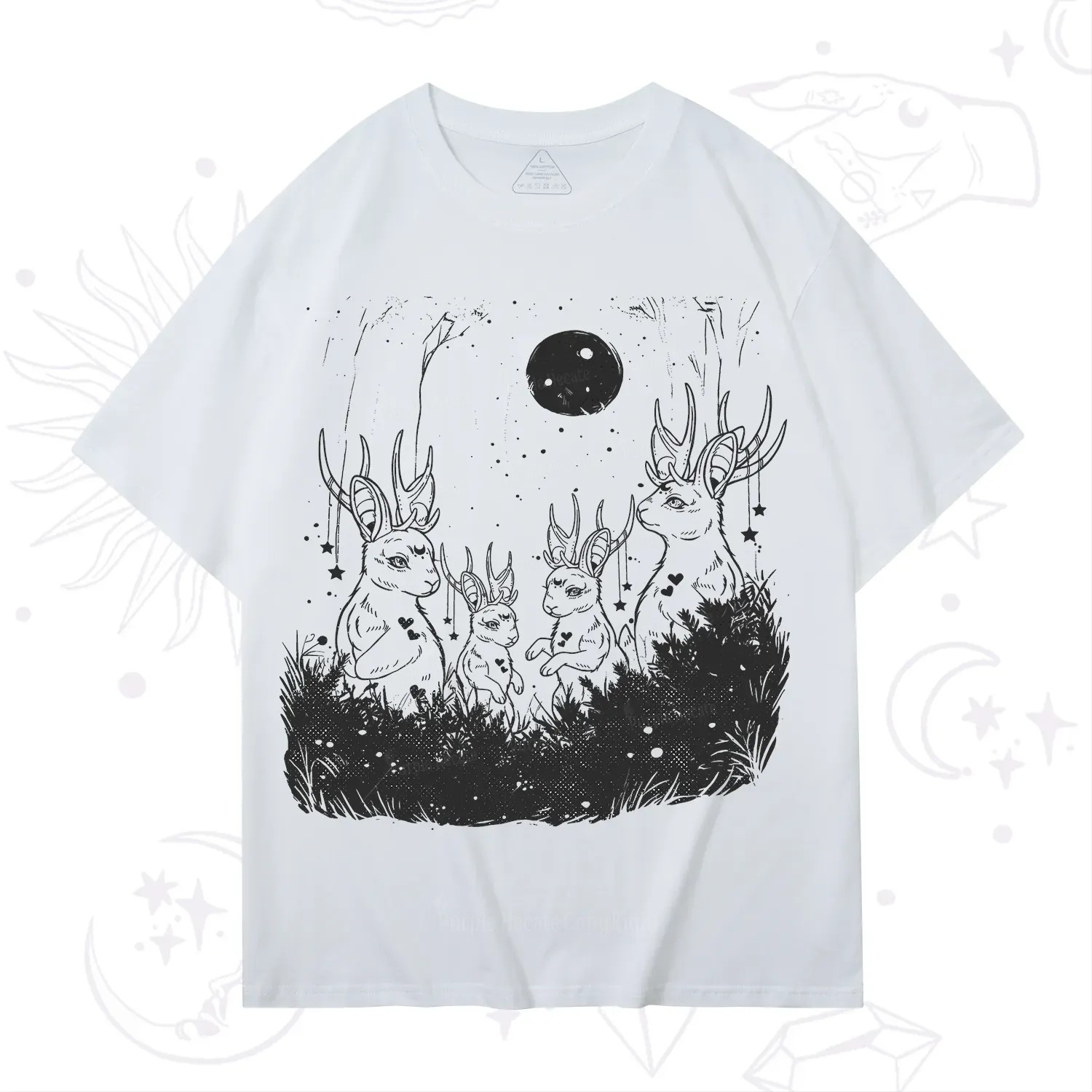 Purplehecate Moonlit Antler Bunny T-Shirt
