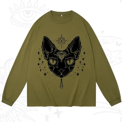 Purplehecate Three Eyed Sphynx Cat Long Sleeve T-Shirt