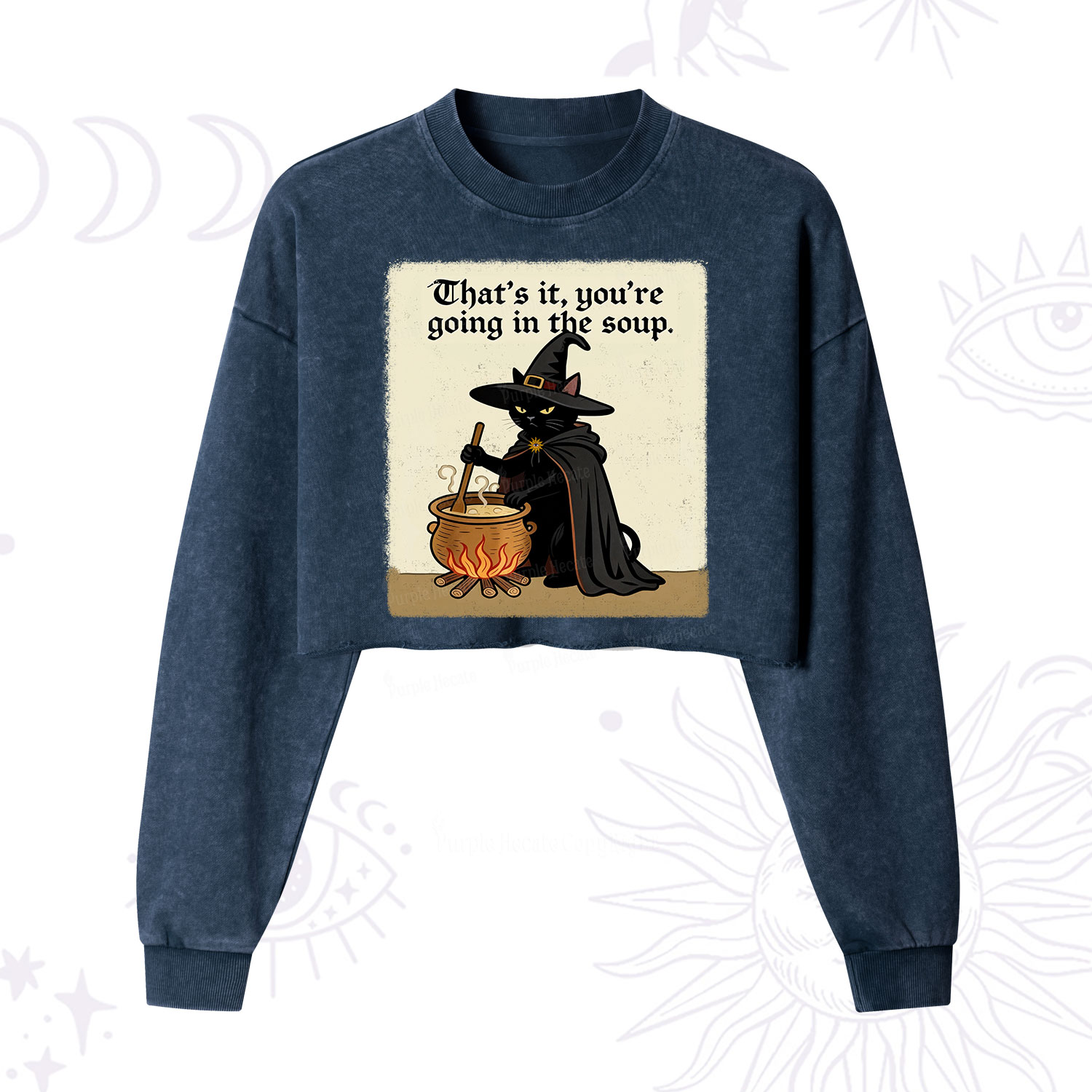 Purplehecate That's It You're Going in the Soup  Cropped Washed Sweatshirt