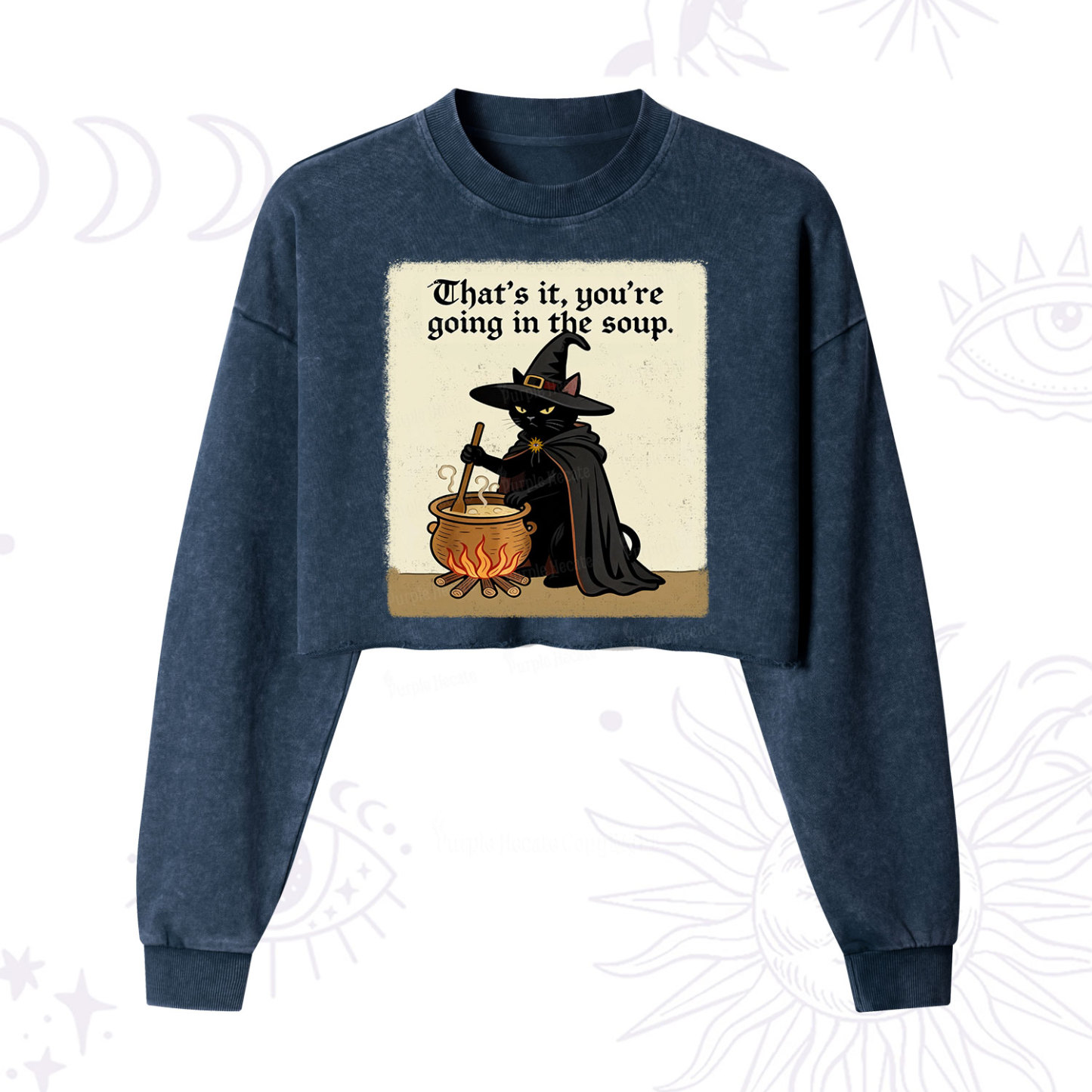 Purplehecate That's It You're Going in the Soup  Cropped Washed Sweatshirt