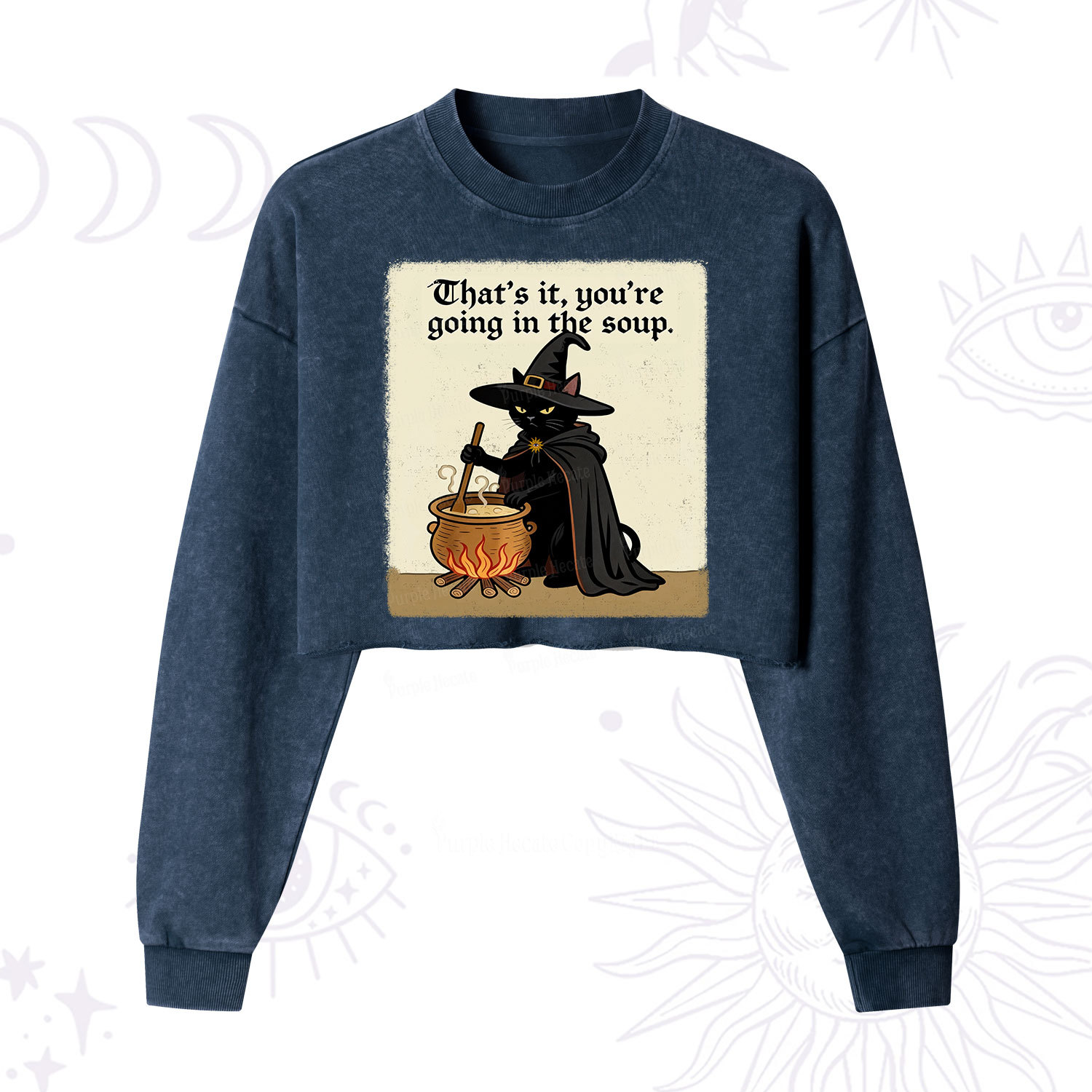Purplehecate That's It You're Going in the Soup  Cropped Washed Sweatshirt