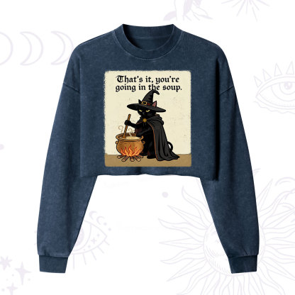 Purplehecate That's It You're Going in the Soup  Cropped Washed Sweatshirt